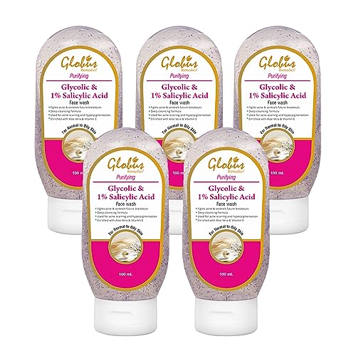Globus Pimple Clear Face Wash with Glycolic & Salicyclic Acid - 100 ml (Pack of 5)