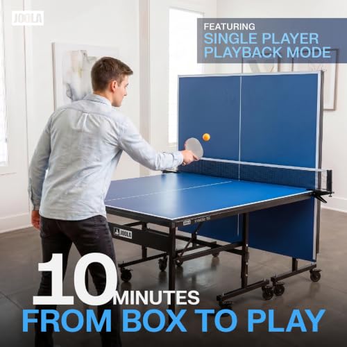 JOOLA Inside Professional MDF Indoor Ping Pong Table with Quick Clamp Table Tennis Net and Post Set - 10 Minute Easy Assembly - Tournament Quality - Foldable with Single Player Playback Mode, Blue - image 3