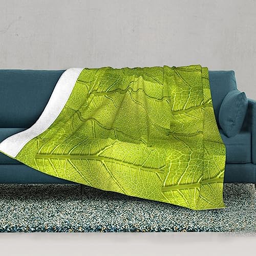 Couverture veines de feuilles vertes pour des soirées cocooning chaleureuses sur le canapé - 3