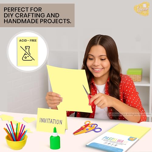 Image of Lakeer A4 Pastel Color Paper- Pastel Yellow Colour, Pack of 50 Sheets | 150 GSM Thick for Arts and Crafts, Printing, DIY Projects, Etc
