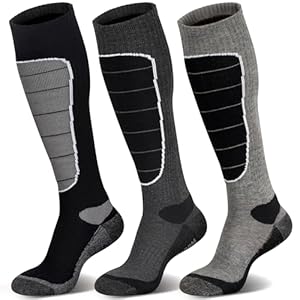 Hylaea Calcetines de esquí de lana merino, calcetines de clima frío para snowboard, nieve, invierno, calcetines térmicos hasta la rodilla, para caza