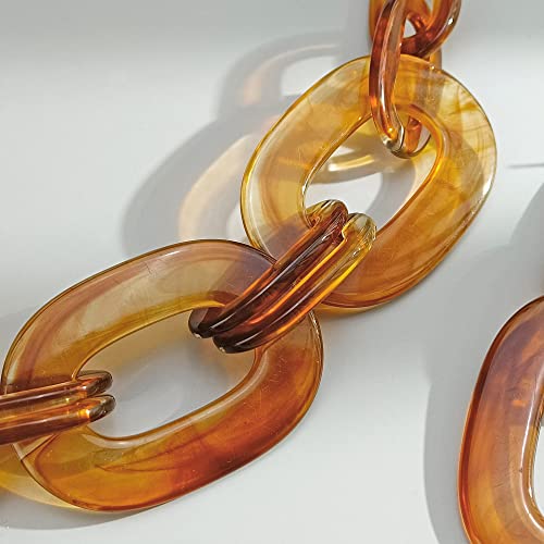 Bocar Acrylic Chunky Statement Necklace for Women Cube Link Chain Collar Necklace and Hoop Earrings Costome Jewelry Set4