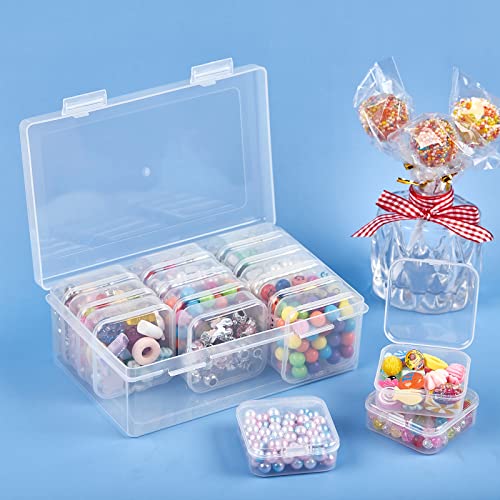 Qeirudu 30 Pcs Small Plastic Storage Containers With Hinged Lids - Clear Bead Organizer Box Mini Storage Cases For Beads, Jewelry And Craft Supplies (2.17 X 2.17 X 0.79 Inch) #TOP3