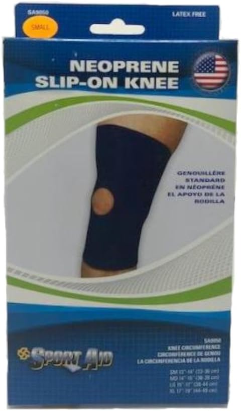 Sport Aid Knee Brace Sleeve Open Patella Neoprene Blue Sportaid Small 13 X 14 Inches, Small 13 X 14 Inches 1 Each (Pack of 2)