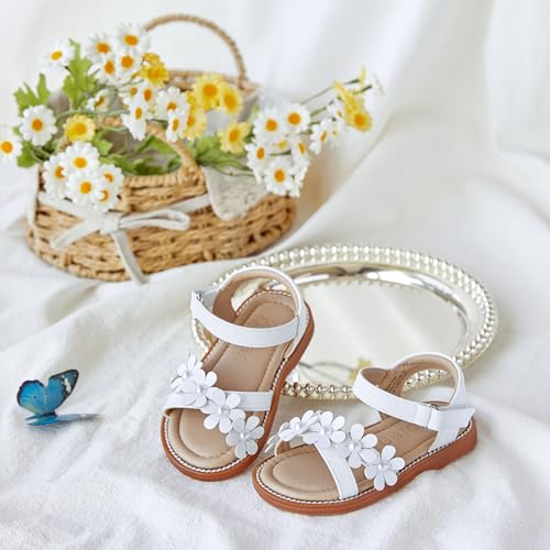 Image of Kolan Toddler Girl Sandals Open Toe Flat Princess Dress Shoes Little Kids