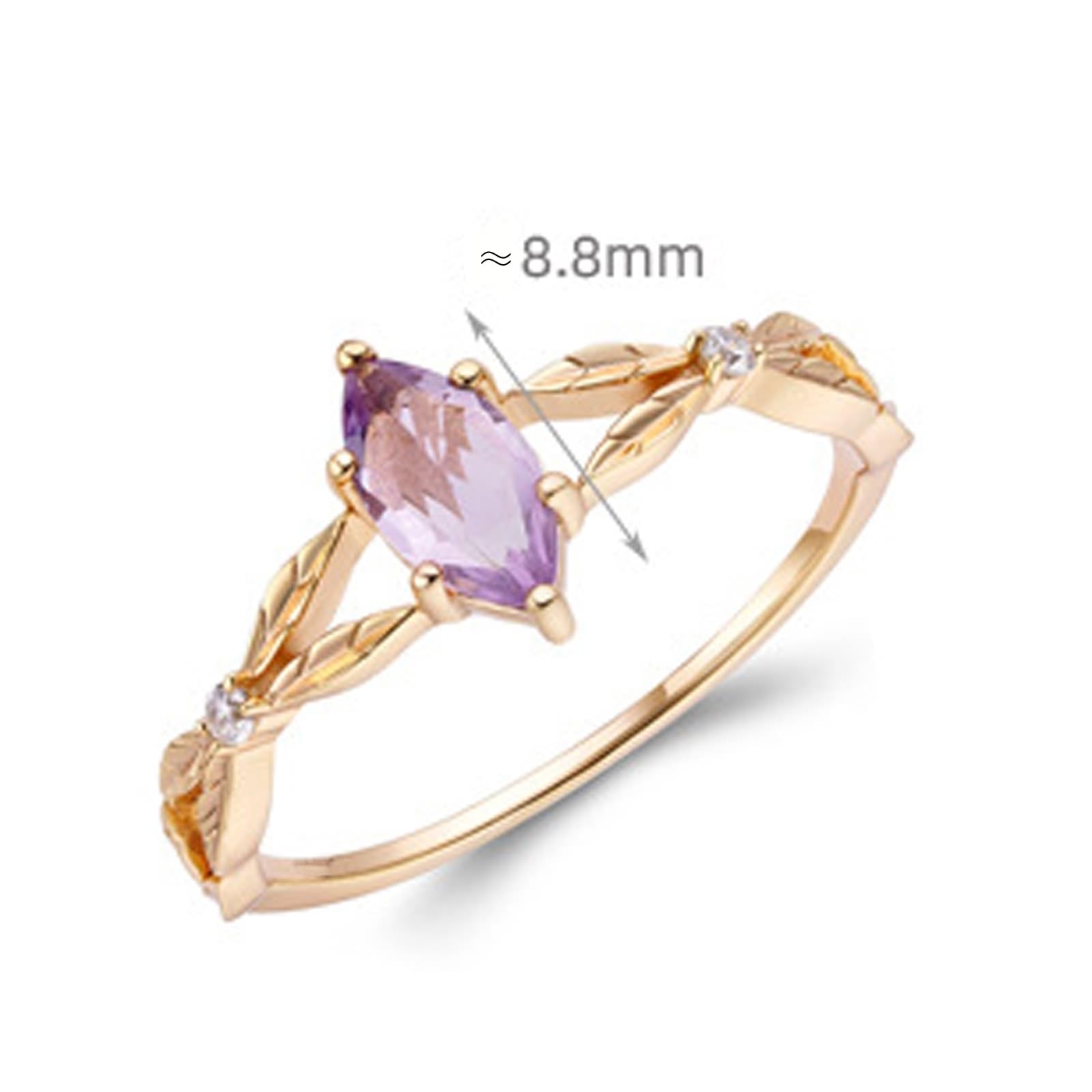 Gelbgold Au 375/585/750 Hochzeitsband mit Marquise Lila Amethyst in 6 Klaue-Fassung Gr.47-65
