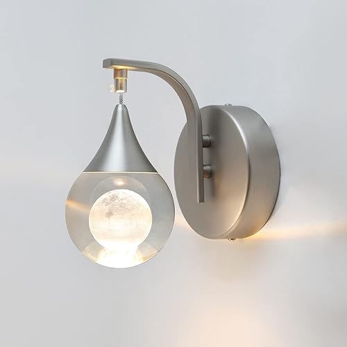 Aplique de pared moderno, apliques de pared LED regulables de 5 W, luz de pared de cristal de luna para dormitorio, mesita de noche, baño, sala de