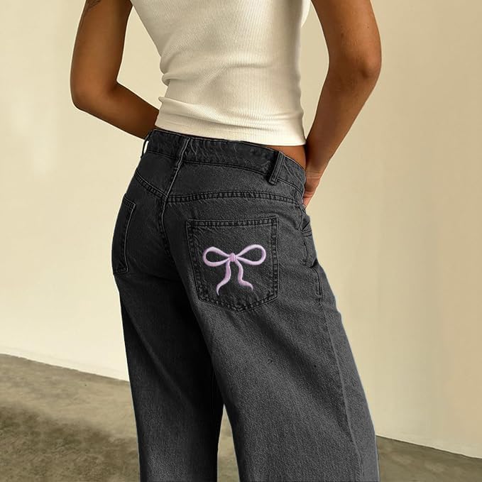 Women's Low Waisted Baggy Jeans Wide Straight Leg Casual Loose Denim Pants Y2K Trendy. - Image 5