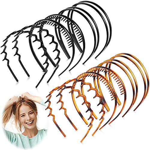 6 Pieces Plastic Headband Teeth Comb Headband Double Row Headband Wavy Toothed Hairband Hair Accessory for Women Girls