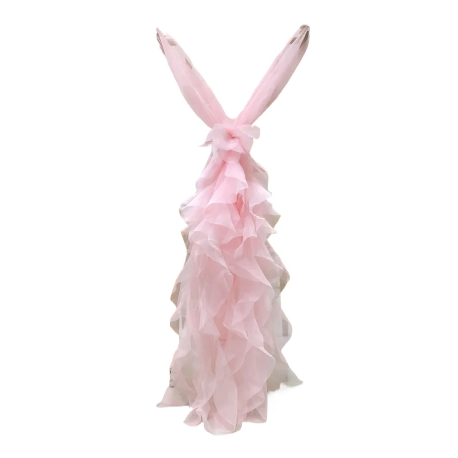 Wstążki i kokardki na krzesła, Szarfy na krzesła Przezroczyste falbany Organza Dekoracja bankietowa wielokolorowa(Pink)