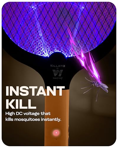 Image of Weird Wolf 2 in 1 Rechargeable Mosquito Bat with UV Light & Base Stand | Electric Fly Swatter with Auto & Manual Mode | Type-C USB Charging | 1200 mAh Lithium Battery | 6 Month Warranty