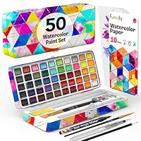 Funcils Watercolour Paint Set - Water Colour Paints Sets for Adults, Beginners | 50 Artist Quality Professional Watercolour Paints - Travel Watercolour Set, Painting Art Supplies, Kids Paint