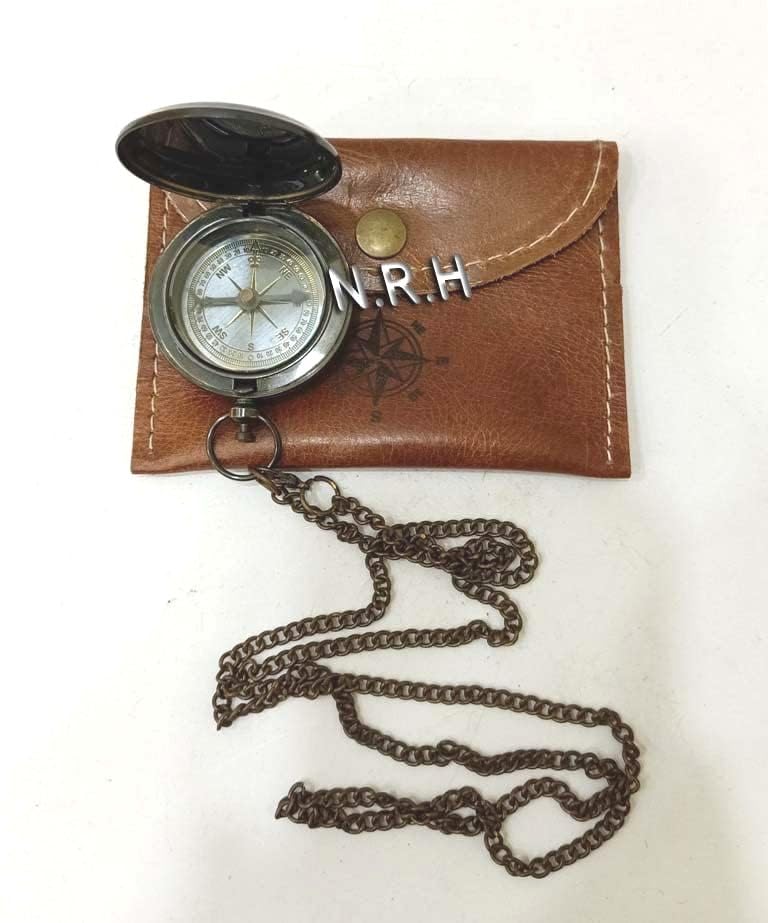 Handmade Push Button Direction Pocket Brass Compass for Birthday Gift, Baptism Gift, Wedding Gift, Best Man Gift, Valentine’s Day Gift