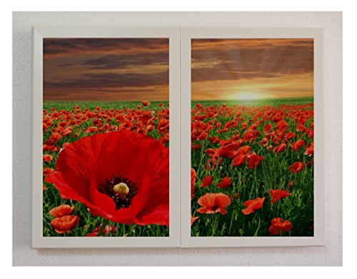 Tableaux décoration lumineuse champ de coquelicots 60x80cm - 4