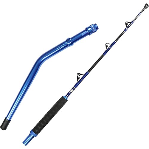 Fiblink 2-Piece Saltwater Offshore Heavy Bent/Straight Butt Trolling Rod Fishing Roller Rod Conventional Boat Deep Sea Fishing Pole (5'1"/5'6"/6'/6'6",30-50lb/50-80lb/80-120lb)