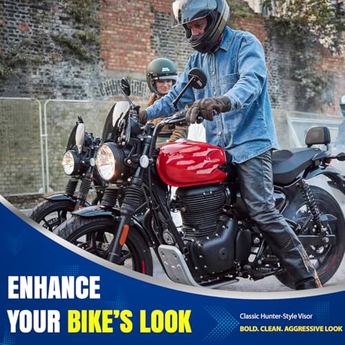 Image of OTO2EYE Hunter 350 Visor Glass | Unbreakable Headlight Bolt Visor | Windshield Protector| Wind Deflector for Bike Styling Fairing Kit (Glass) (Glass Visor)
