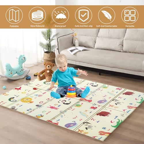 Image of Baby Play Mat, Crawling Mat, XPE Foam, Double-Sided, Flatbar, Waterproof, Extra Size, Carpet Baby Mat, Non-Slip, 150 x 180 cm- Non-Slip Crawl Floor Mat