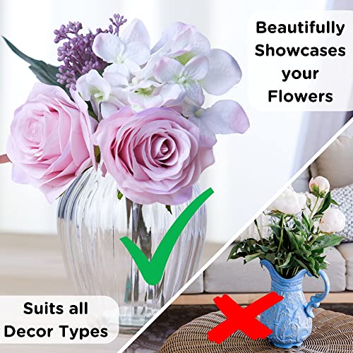 Ribbed Glass Small Posy Vase for Flowers 13cm, Mini Sweet Pea Flower Vase for Roses Tulip, Posy, Daffodil - Image 3