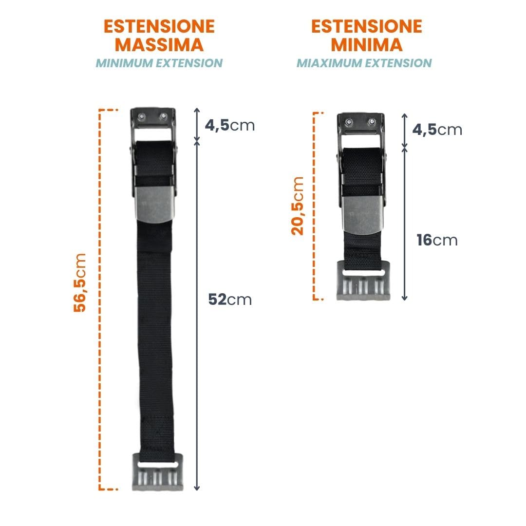 TENDAGGIMANIA Cinghia A Cricchetto A Sgancio Rapido - Chiusura Teloni Per Camion E Furgoni, Cinghia Di Fissaggio Tenditelo Per Teli Laterali Gazebo E Pergole (Confezione da 2)