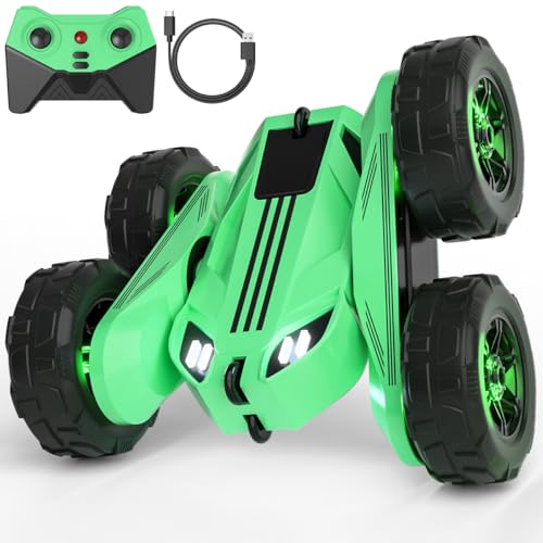 MaxTronic Voiture télécommandée, Exclusive Double Chargement Direct avec LED Réglable. 360° Stunt 15km/h Tout-Terrain radiocommandée Jouet Fête Cadeau...