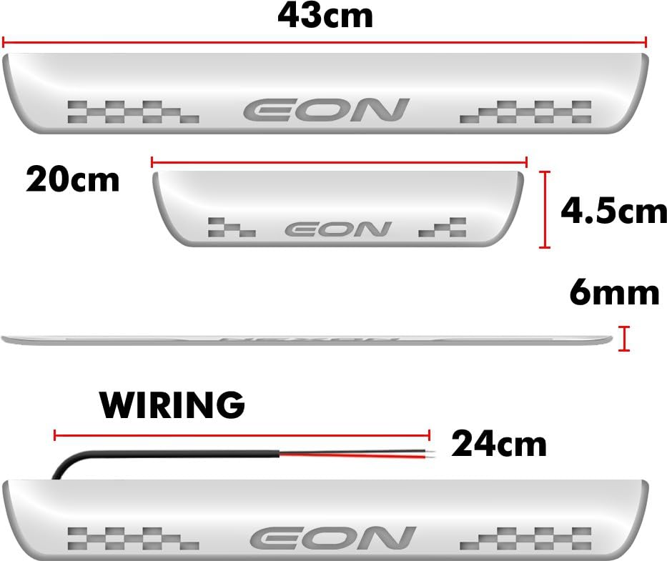 Image of FABTEC Car Door Foot Step Sill Plate with Mirror Finish LED Sill Plate Compatible with Hyun dai Eon Set of 4pc, Blue (6 Month Warranty)