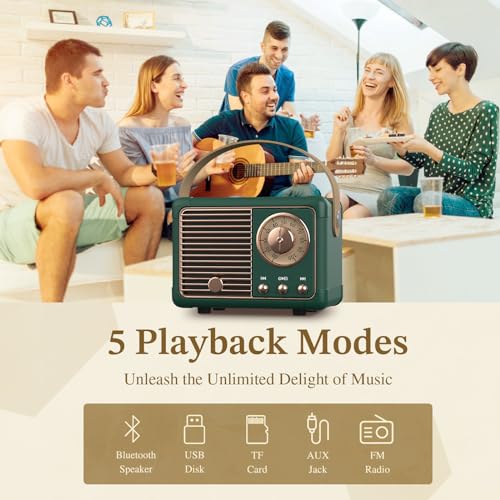 Image of PRUNUS Bluetooth Speaker, Mini Wireless Bluetooth Speaker,Cute Support USB /TF Card /AUX for Kitchen Desk Bedroom Office Party Outdoor(Green)