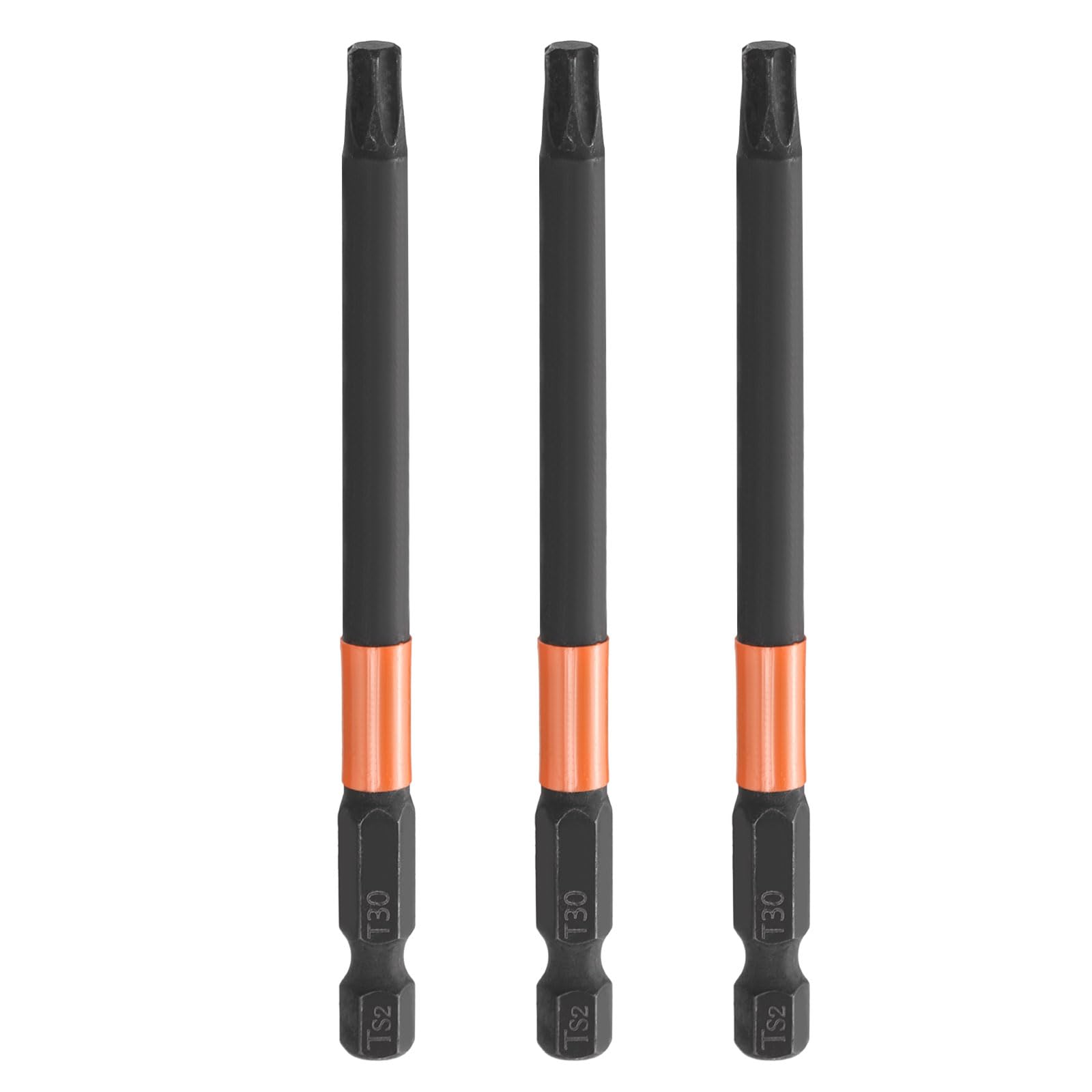 sourcing map 3pcs T30 Torx Head Screwdriver Bit 4" (100mm) Long 1/4" Hex Shank Magnetic No Hole Tamper Proof 6 Point Star Screw Driver Drill Bits Phosphate S2 Steel Industrial Power Tools