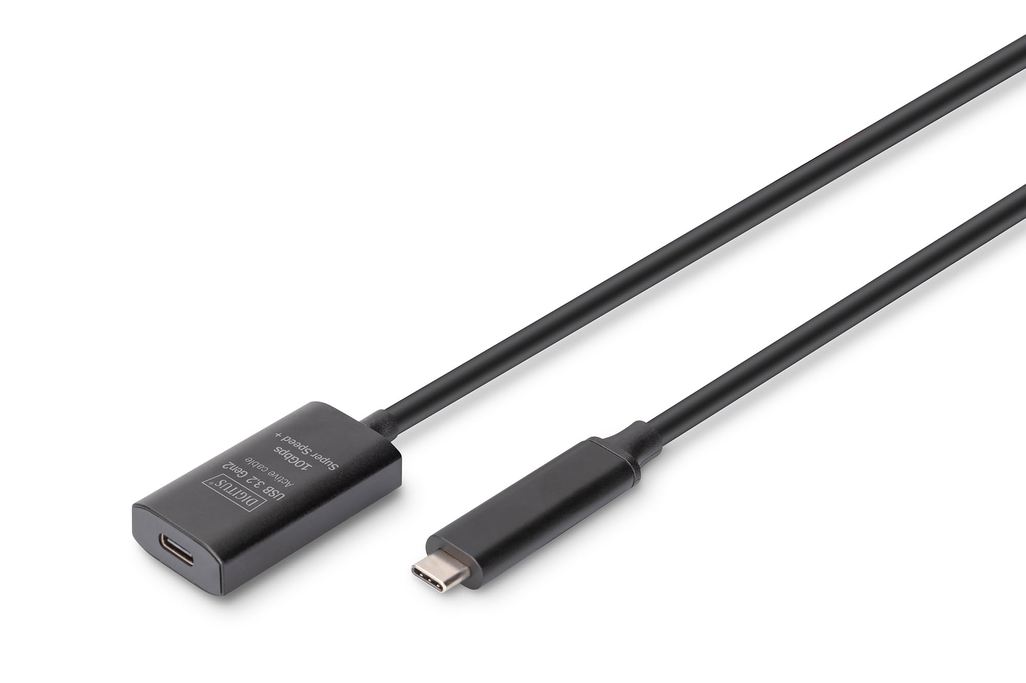 DIGITUS Active USB extension cable - USB-C socket to USB-C plug - 5 m - USB 3.2 Gen2-10 Gbit/s - Plug & Play - with signal amplifier - Black