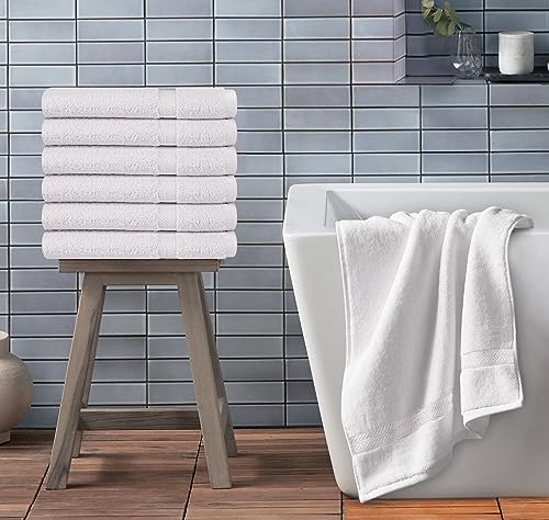 Image of Towel and Linen Mart 100% Cotton White 6 Pack Bath Towel Set, Quick Dry, Super Absorbent, Light Weight, Soft Feel for Hotel, Spa and Bathroom (27 X 54) (White, 27 x 54 6 Pack)