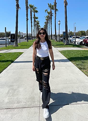 Genleck Women Loose Ripped Boyfriends Jeans High Waist Baggy Denim Pants Distressed Wide Leg Jeans Y2K Mom Jeans - Image 6