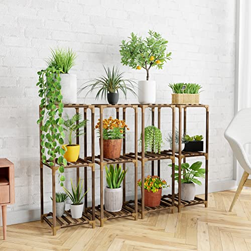 4 Pack Plant Stands Indoor, 18"/33"/33"/48" Flexible Combination Outdoor Wood Plant Stands For Multiple Plants, Plant Shelf Ladder Table Plant Pot Stand For Living Room, Patio, Balcony, Plant Gardening Gift #TOP2