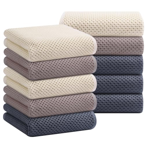 Homaxy 100% Cotton Waffle Weave Kitchen Towels, 10-Pack, Mixed Color