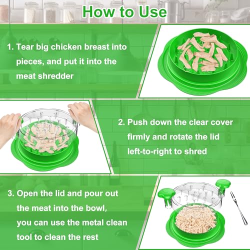 Image of Chicken Shredder Tool Twist Large Chicken Breast Shredder with Brush&Fork, Visible Meat Shredder Machine, Strong Anti-Slip Strip, Ergonomic Handle, BPA Free, Suitable for Pork Beef Chicken