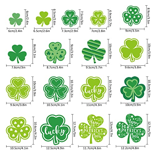 Imanes decorativos de trébol verde para refrigerador St. Patrick's 17 piezas miniatura 2