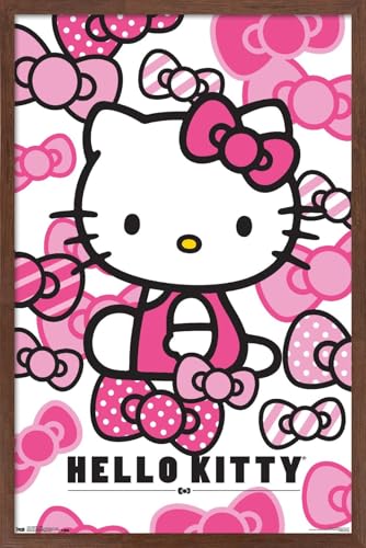 Trends International Hello Kitty - Bows Wall Poster, 22.375" x 34", Mahogany Framed Version