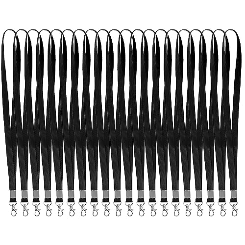 TRKETK 20 Pcs Lanyards for ID Badges, Lanyards for Neck Black Lanyards with Swivel Metal Clip Polyester Lanyard Neck Strap for ID Cards, Office, School, ID Card, Key Chain, Badge Holder