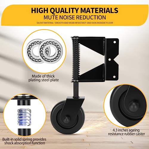Image of Heavy Duty Spring Loaded Gate Caster Wheel With 220 Lbs Capacity, 360 Swivel, for Left & Right Wooden Farm Gates