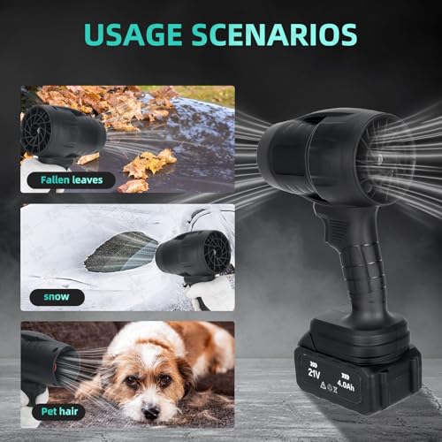 Image of Purcoco Cordless Leaf Blower Handheld Jet Dry Mini Blower Turbo Fan Electric air Duster for car mini Turbo Jet Fan Cleaning Garden by 2 Batteries