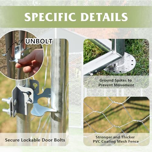 Grepatio Outdoor Dog Kennel for Large Dogs, 7.5x7.5 FT Dog Enclosure with Waterproof, Heavy Duty Welded Wire Steel Dog Playpen Fence Outside Dogs Cage Run with Secure Lock 90\" L x 90\" W x 63\" H - Thumbnail 5