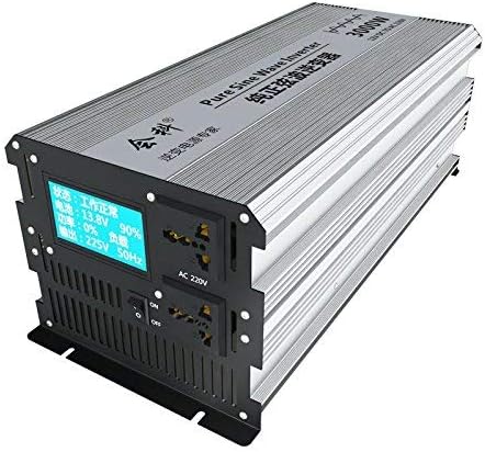 HuiKe Intelligent LCD 1500W (3000W Surge) Pure Sine Wave Power Inverter 12VDC to 220 VAC 50Hz with 2 AC Outlets, 2 Battery Cables
