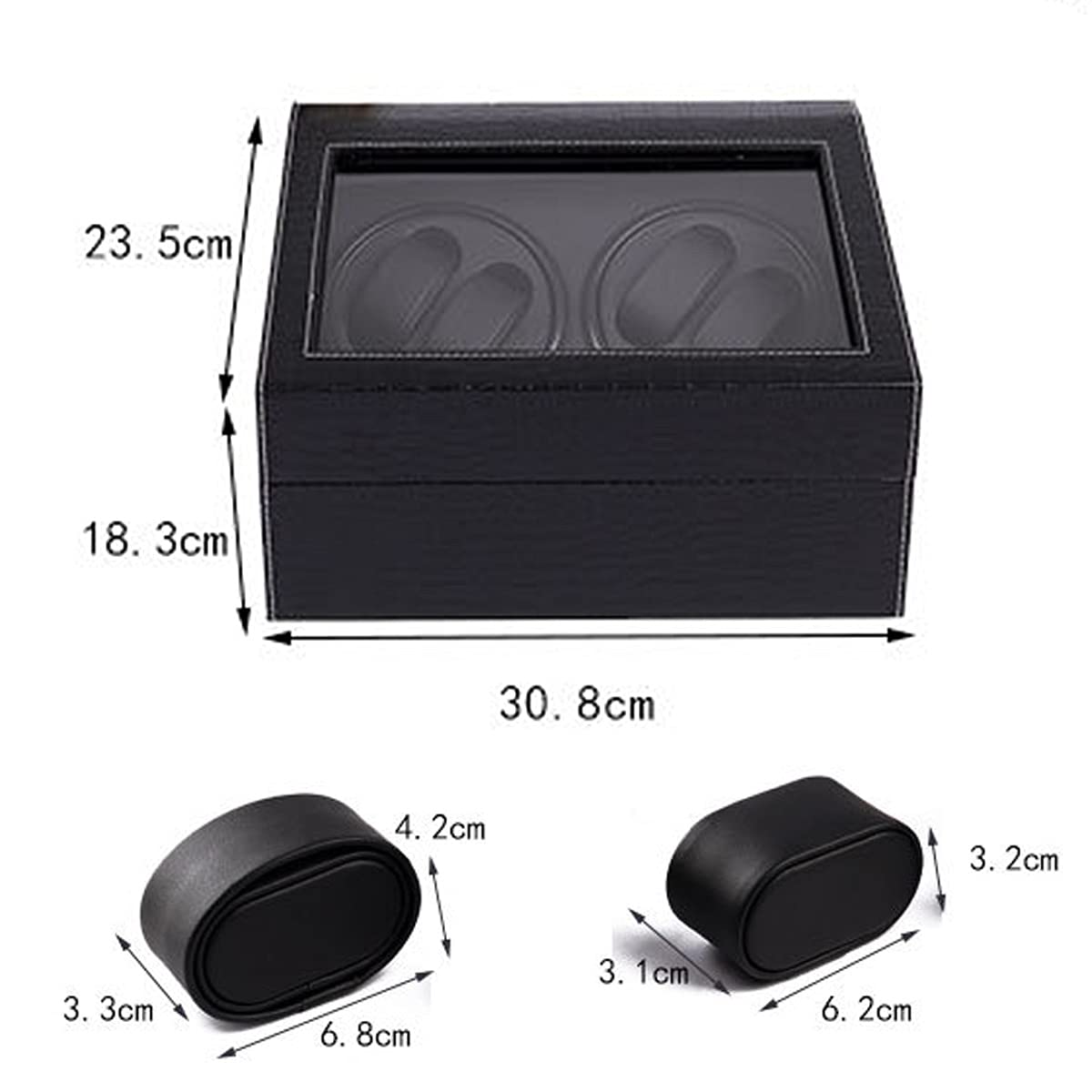 Yosoo Health Gear Automatischer Uhrenbeweger, automatische Aufziehbox aus PU-Leder, drehbar, 4 6 Gitter, Aufbewahrungsbox für Uhren, Schmuckbox, Holz PU-Leder Glas Leinen Metall, Carnelian