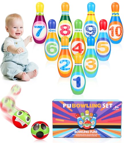 Juego de bolos para niños, 12 unidades, incluye bolos y bolsa de transporte, juguetes para lanzar latas, mini juguetes para interior y exterior, a partir de 2, 3, 4, 5, 6 años, para niños y niñas