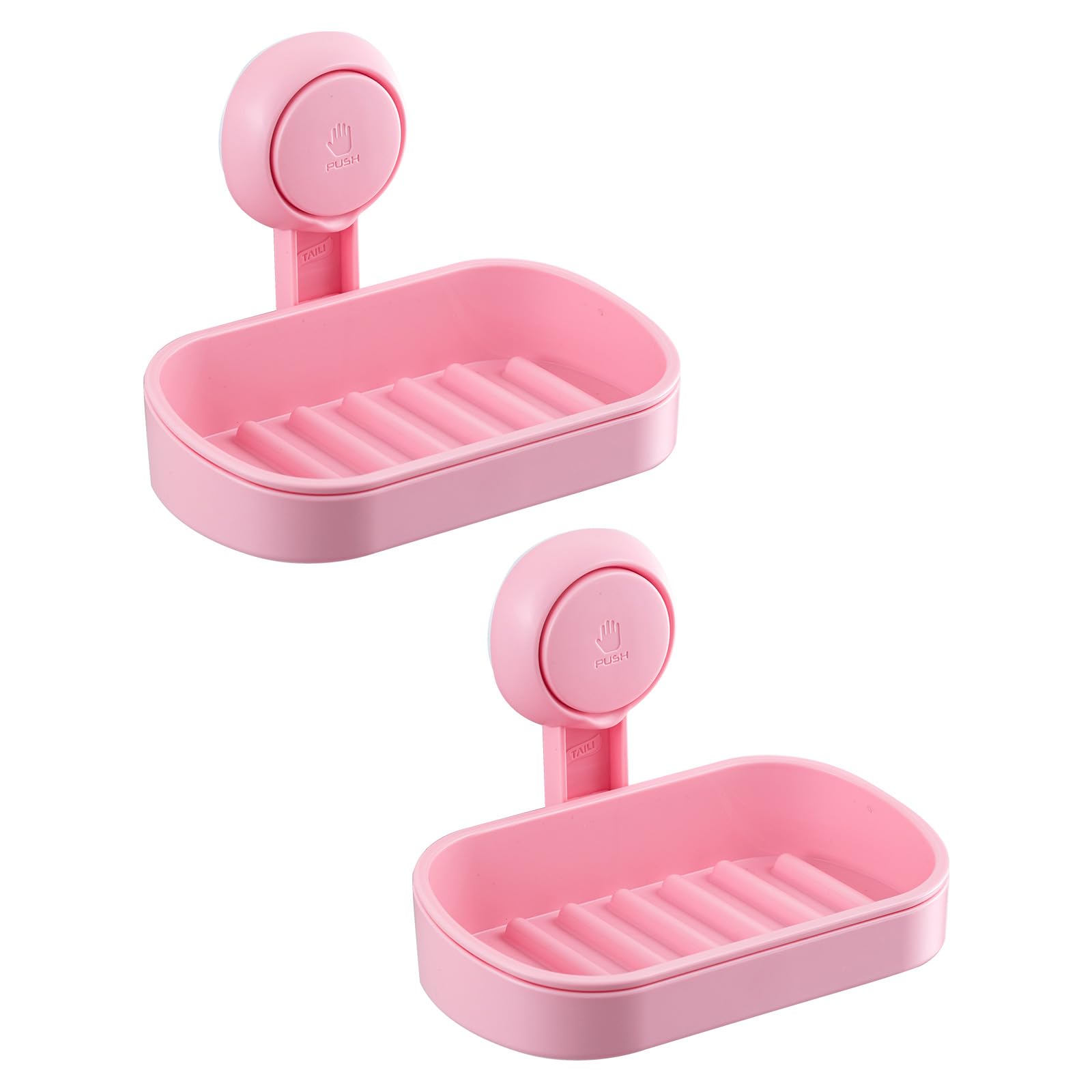 TAILI Suction Soap Dish for Shower 2 Pack, Max Hold 3 KG Shower Soap Holder for Bathroom Wall Mounted Sponge Tray, Drill-Free