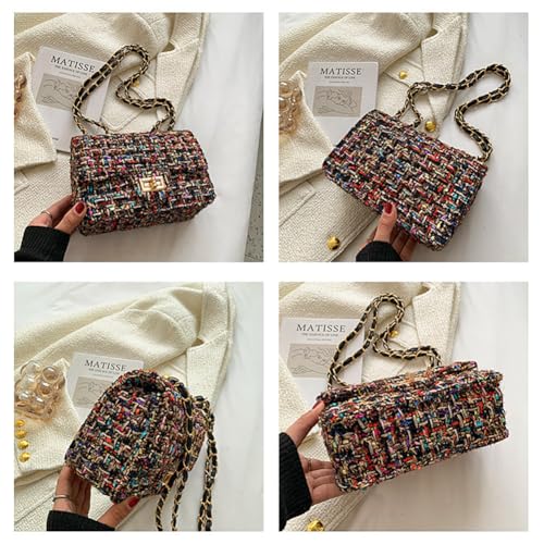 Bolso cuadrado de tweed para mujer, grande y con capacidad miniatura 5
