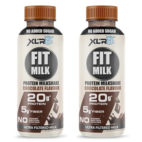 Image of XLR8 FitMilk Protein Milk | 20g Protein Milkshake 250ml (Pack of 2) | 5g Fibre | Chocolate | No Added Sugar | Contains Prebiotic Fiber | Ideal for Early Mornings, Pre & Post Workouts Energy Drink