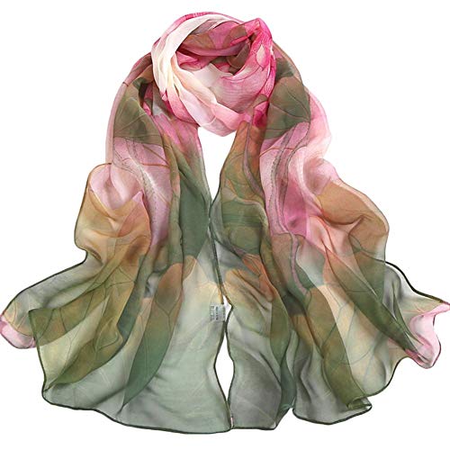 Generic Sunscreen Beach Scarves Women&Rsquo;S Scarf Neck Scarves Shawl Wrap Lightweight Silk Scarf Floral Printed As ShowedUseful and Fashion, 50*160cm