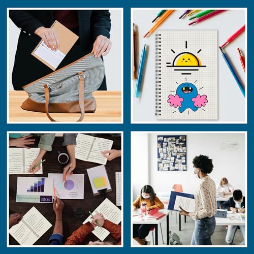 ZCZN Notizbuch A5 kariert, 6 Stück Spirale Notizblock, 60 Blatt, Heft für Büro und Schule