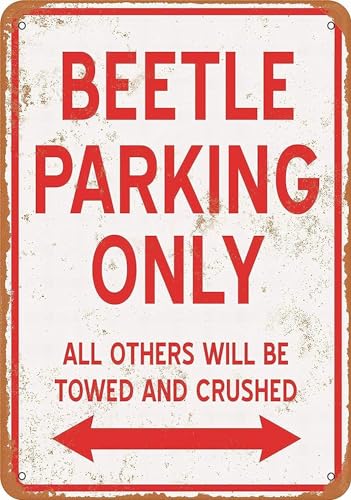 Wallors Wall Decor Beetle Parking ONLY Vintage Look Metal Sign 8' x 12' Room Novelty Wine Cellar Farm Tin Signs