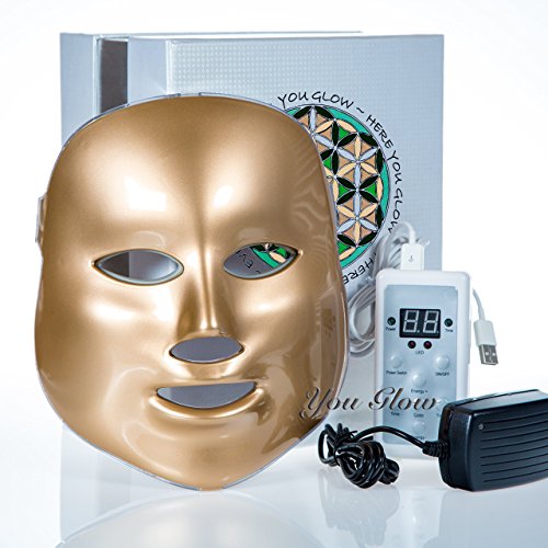 Angel Kiss 7 Color LED Face Mask | Red & Blue Light Therapy Photon Mask Golden