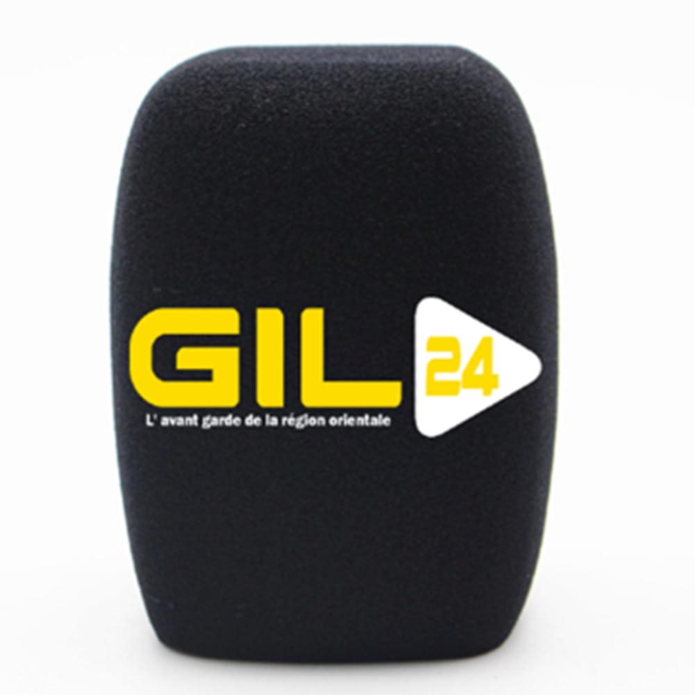 2 Pack Logo Aangepast op Microfoon Schuim Windschermen Handhold Mic Foam Covers Windschermen met Logo Gedrukt voor TV Interview, Uitzending, Radiostation Microfoons (zwart